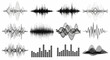 © charli - Collection of stylized sound wave visualizations and audio spectrum analysis graphs