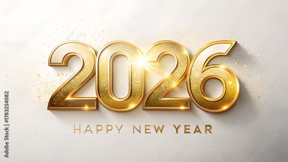 Golden 2026 happy new year text with sparkling light effects and subtle ...