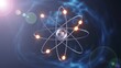 © HabibulAlamKhan - Atom model with electrons orbiting the nucleus in a scientific illustration
