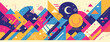 © Dizzi - Abstract geometric composition with vibrant colors and celestial elements, representing creativity and diversity.