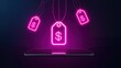 © Marius - Neon dollar sign price tags illuminate a smartphone, symbolizing digital commerce and online shopping opportunities