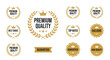 © yahya - Collection of golden premium quality badges, emblems, and labels with crowns and laurel wreaths.
