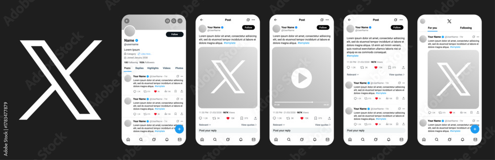 Twitter Interface Preview Twitter X Mobile App Interface Mockup Showing Profile Feed Post and ...