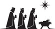 © cicilia - Three kings carrying gifts follow the shining star to see baby Jesus
