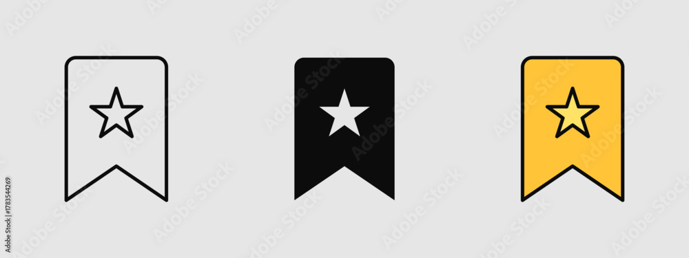 Minimal bookmark icon with a star, designed for favorites, saved items ...
