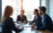 © li - Blurred business people meeting in modern office, teamwork and corporate collaboration concept. High quality. High quality