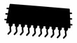 © Muhammad Kashif - Silhouette of an integrated circuit chip with multiple pins in a black and white illustration