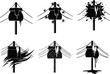 © Afsana Creatives - Stylized utility pole vector set with dripping transformers, abstract damage effects, urban energy concept, black silhouette graphic illustration design