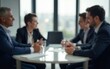 © wu - Business people engaged in round table discussion in conference room. Blurred image business partners meeting. Interior setting highlights modern business lifestyle, corporate convention. Focused on
