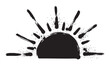 © David - Black grunge-style sun icon with expressive brush stroke rays radiating outward, suggesting a sunrise or sunset.
