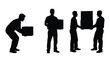 © MehediHasan - People lifting and carrying boxes silhouettes isolated on white background, Vector