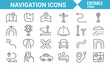 © SAKINA - Editable Stroke Navigation Icons – Vector Line Set Representing GPS, Map, and Route Directions