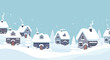 © vectorlion_ - Cozy Winter Village Scene with Snow Covered Houses and Falling Snow