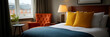 © gunzexx png and bg - A beautifully arranged hotel room featuring plush pillows and inviting decor creates a warm and cozy atmosphere ideal for relaxation and a restful experience.