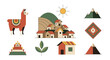 © LOBSTER LARRY - Colorful south american elements with llama and geometric patterns in flat style
