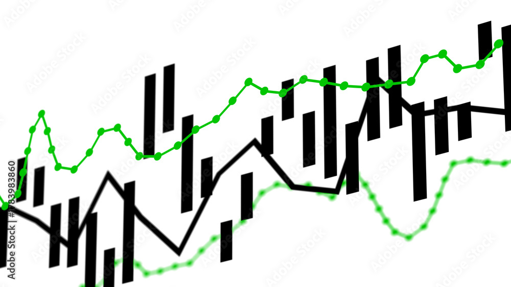 Candlestick Chart with Green Trend Lines, Financial Market ...