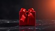 © guangxiao - A luxurious red gift box with satin bow, evoking elegance and celebration.