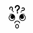 © Gumbz - Confused face expression with question marks above the head. Doubt concept