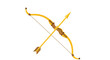 © Fdl101team - A golden bow and arrow, symbolizing archery and ancient warfare, set against a white background.