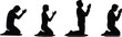 © Sammi's World - Silhouettes of kneeling figures with clasped hands in prayer pose for spirituality, devotion, worship, and illustration design use