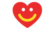 © Fdl101team - A simple graphic of a red heart with a happy yellow smiley face inside on a white background.
