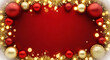 © Andi - A festive red background with golden tinsel, sparkling lights, and red and gold Christmas ornaments creating an oval frame.
