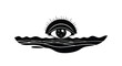 © mahmood - Mysterious all-seeing eye emerges from dark, rippling water under a radiant sunburst.
