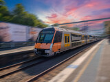Passenger Train going through Summer Hill train station a suburban Sydney train Station NSW Australia