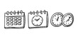 © Md Kazi Rahman - Doodle clocks watches and calendars on white background