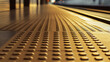 © A2Z AI  - A ground-level shot of the textured platform at the station. The repeating patterns converge toward the horizon, creating a sense of depth and direction. Golden light enhances the texture.
