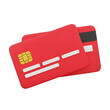© SnapVerse Studio - 3d icon of two red credit cards are stacked on top of each other isolated on transparent background