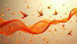 © Nadina - International Day for the Elimination of Violence against Women. Flying birds with a joyful mood among orange ribbons in an abstract background