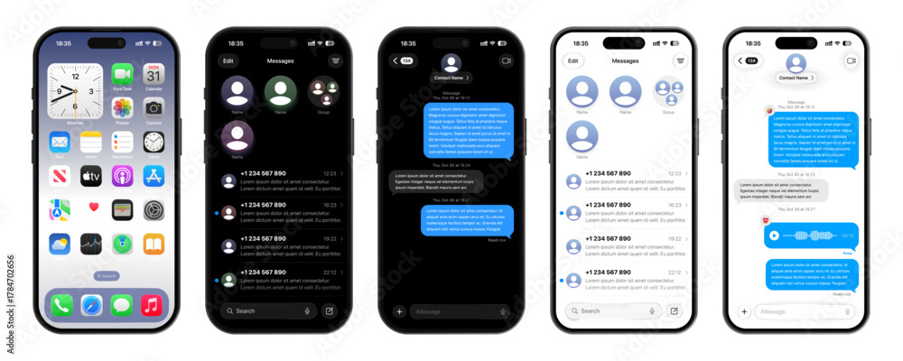 iPhone Messages app 2026 UI update with iOS 26 Liquid Glass design ...