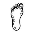 © Marina - Pixel footprint icon, minimalistic style, black and white, representing environmental awareness