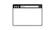 © Vec_Hub - Black and white illustration of a web browser window with a search bar and navigation icons on a white background