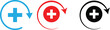 © Sultana Design - Health recovery icon set. Medical plus signs with upward arrow sign. Medical and Healthcare Symbols. refresh symbol