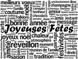 © Web Buttons Inc - JOYEUSES FETES (HAPPY HOLIDAYS in French) black word cloud on transparent background