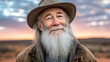 © Andrii  - Elderly man with beard and hat smiling outdoors