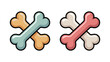 © Oleg  Zaharov - Set of vector outline icons of crossed bones for dogs in pastel colors with a flat design