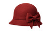 © PNG Kingdom  - Red felt cloche hat with a bow, classic retro women's fashion accessory. Vintage style headwear, transparent background