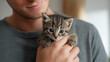 © MyDigitalCraft - Man holding kitten against blurred background