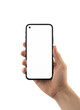 © bao - Smartphone in Hand: A close-up shot of a hand holding a modern smartphone, showcasing its sleek design and providing a blank canvas for digital interaction.