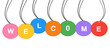 © Aamir - Welcome text web button sign icon. Welcome button hanging symbol by the rope. Vector illustration