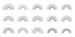 © Anik - Collection of hand drawn sunburst and sunrise icons in black and white