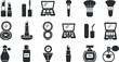 © vadymstock - Stylish silhouette vector icon set featuring various makeup and beauty products for cosmetic branding and design projects