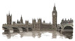 © Dede - london skyline drawing showcasing the houses of parliament and big ben over the thames river capturing londons iconic architecture and historic charm.