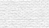 Panorama of Modern white brick wall texture for background, crayon drawing. White tone