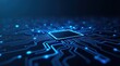 © mangolovemom - A close-up view of a microchip surrounded by intricate blue circuit patterns, representing advanced technology and electronics.