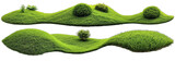 Green grassy hills and mounds with small bushes for natural landscape design