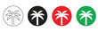 © Moynul Haque - Collection of four palm tree icons in various styles including outline, black, red, and green circles